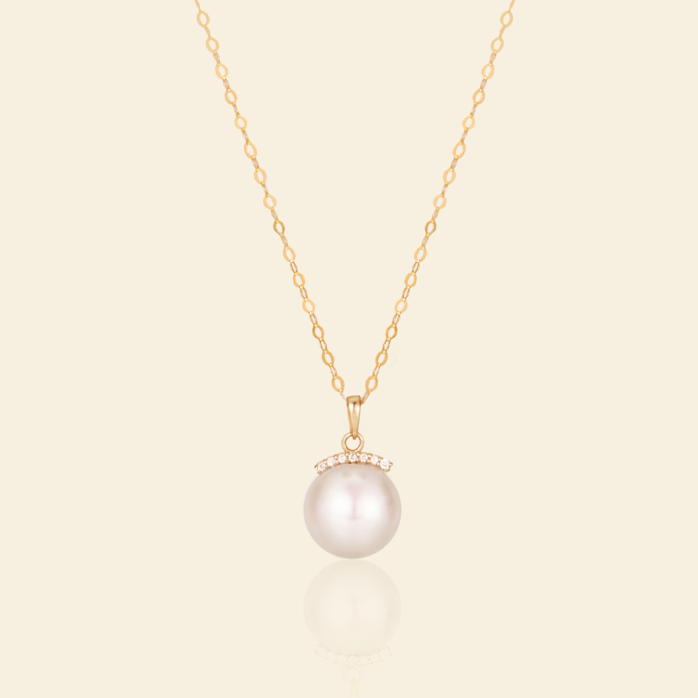 JESCOJES 18K Gold AAAA Pearl Radiance Pendant Necklace