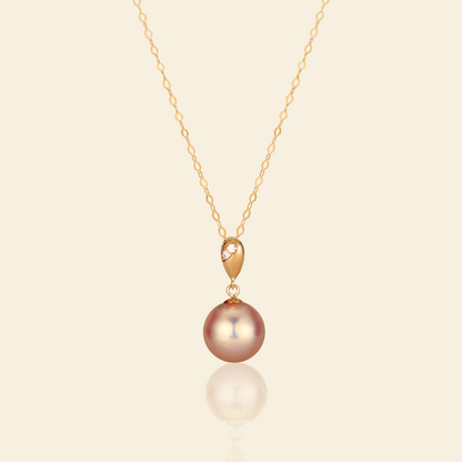 JESCOJES 18K Gold AAAA Pearl Waterdrop Pendant Necklace - Orange