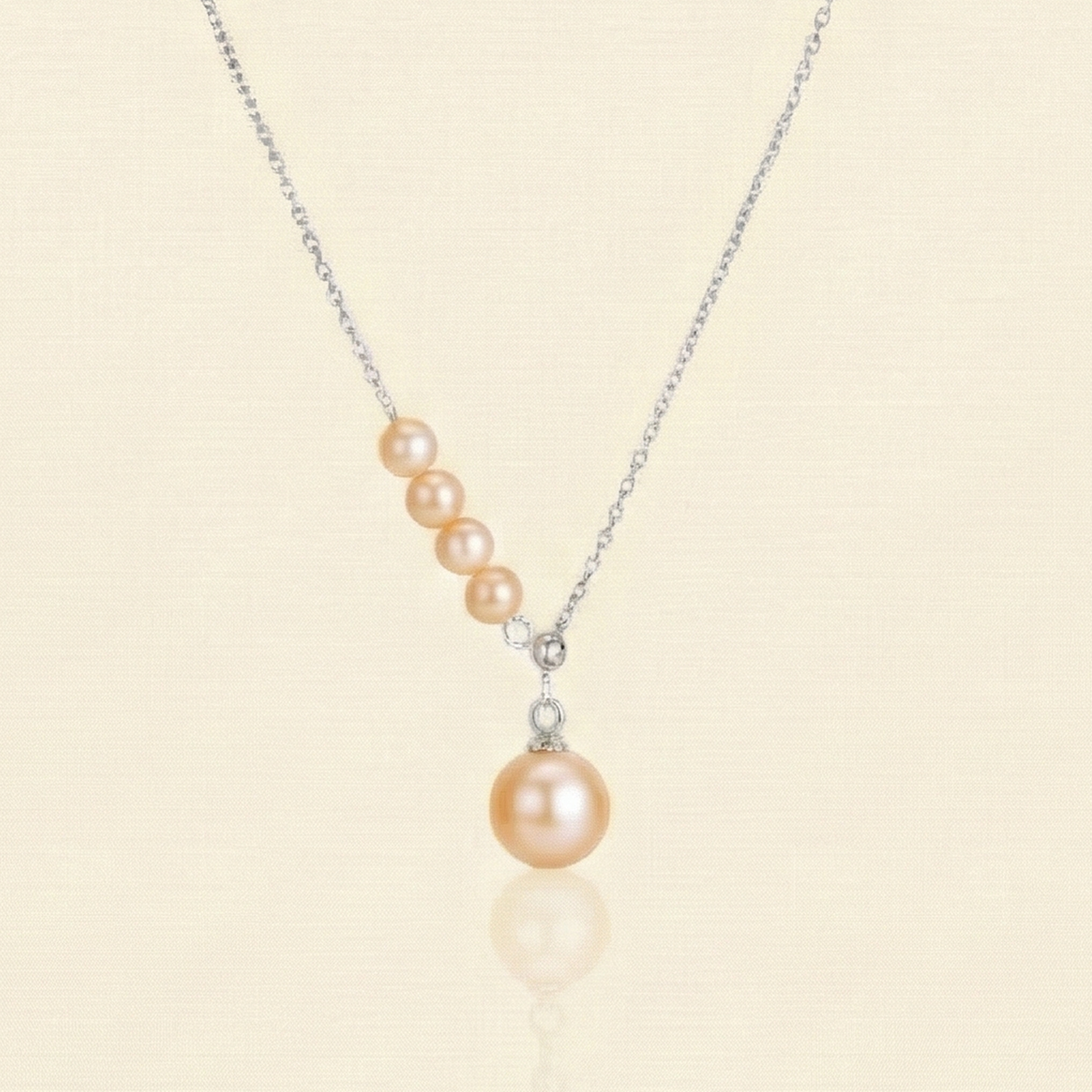 JESCOJES Luminous AAAA-Grade Pearls Pendant Necklace - Orange Pearl