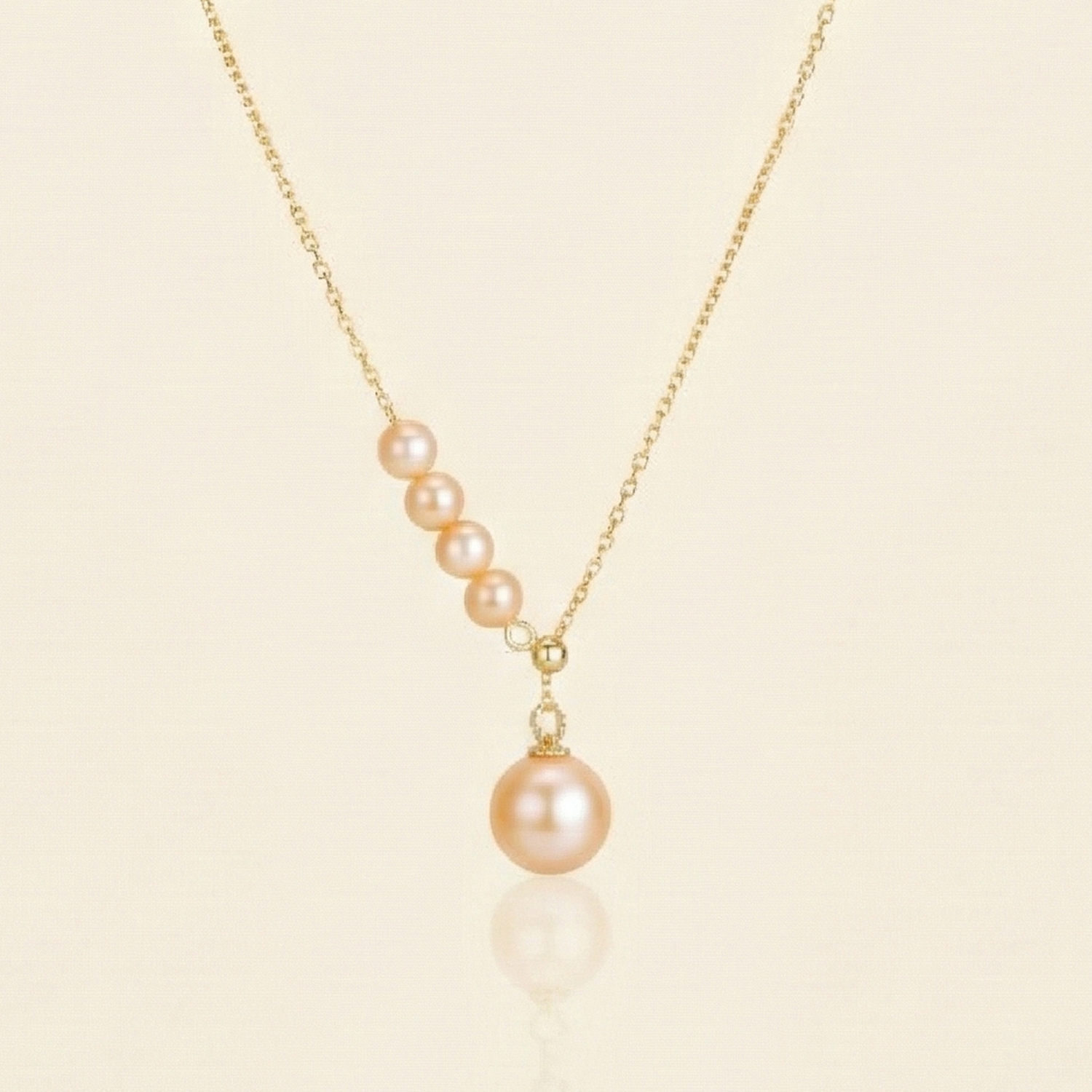 JESCOJES Luminous AAAA-Grade Pearls Pendant Necklace - Orange Pearl