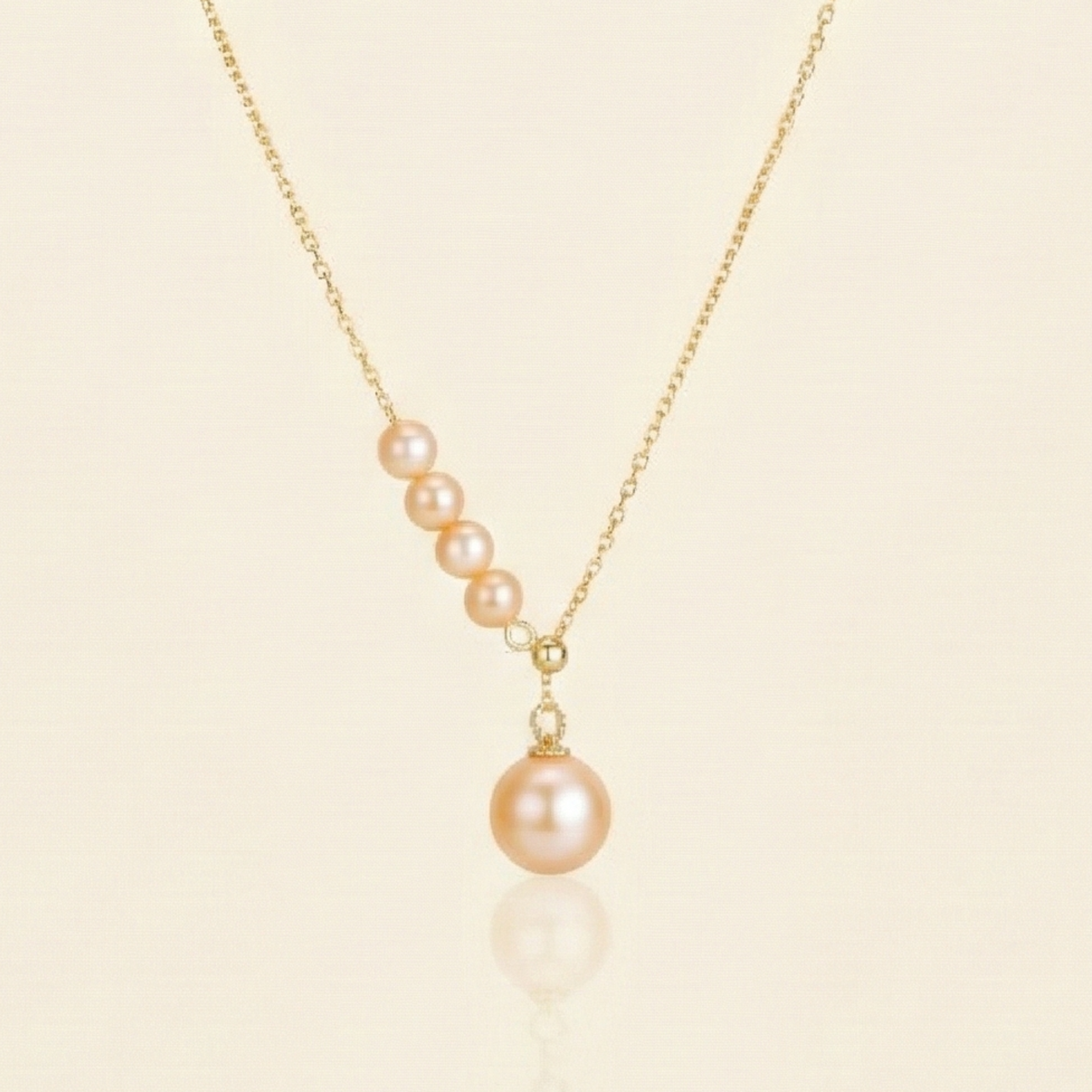 JESCOJES Luminous AAAA-Grade Pearls Pendant Necklace - Orange Pearl