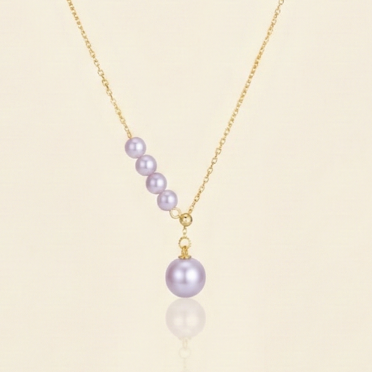 JESCOJES Luminous AAAA-Grade Pearls Pendant Necklace - Violet Pearl