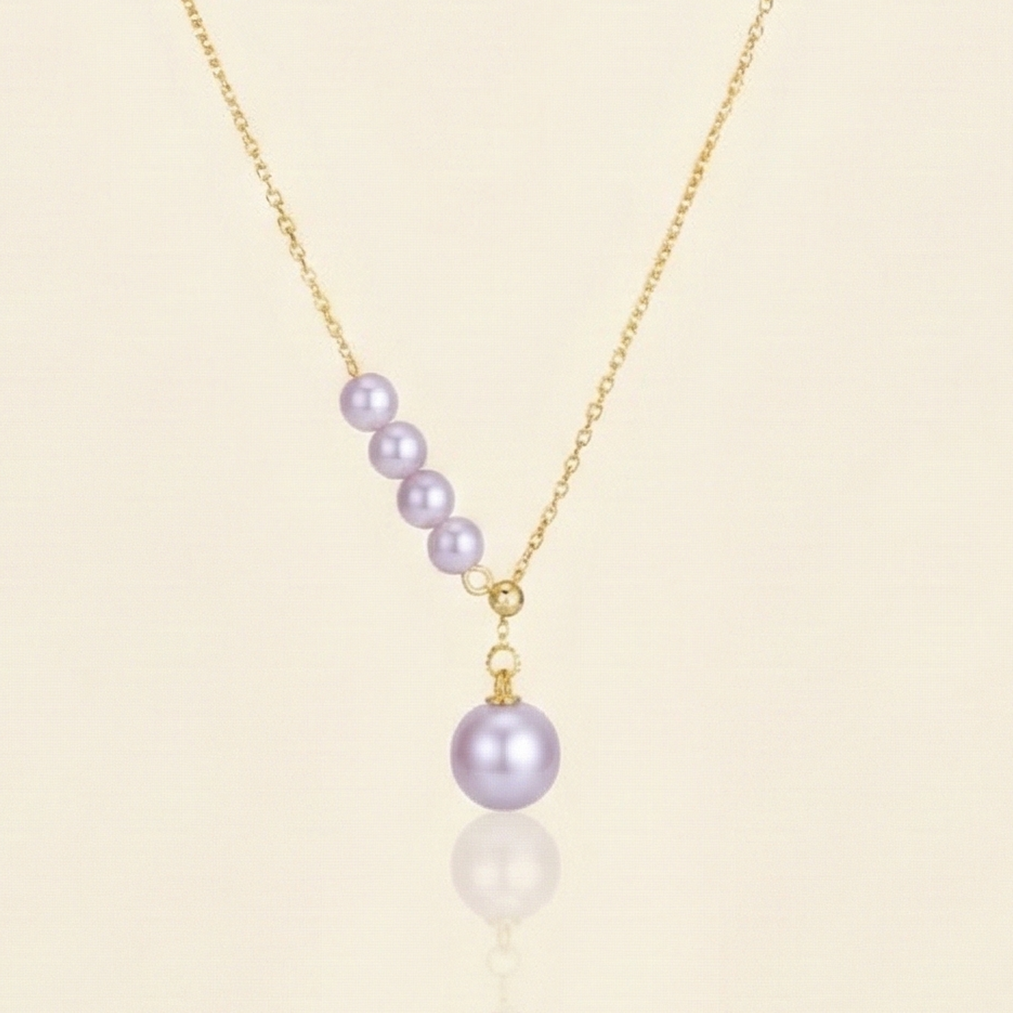 JESCOJES Luminous AAAA-Grade Pearls Pendant Necklace - Violet Pearl