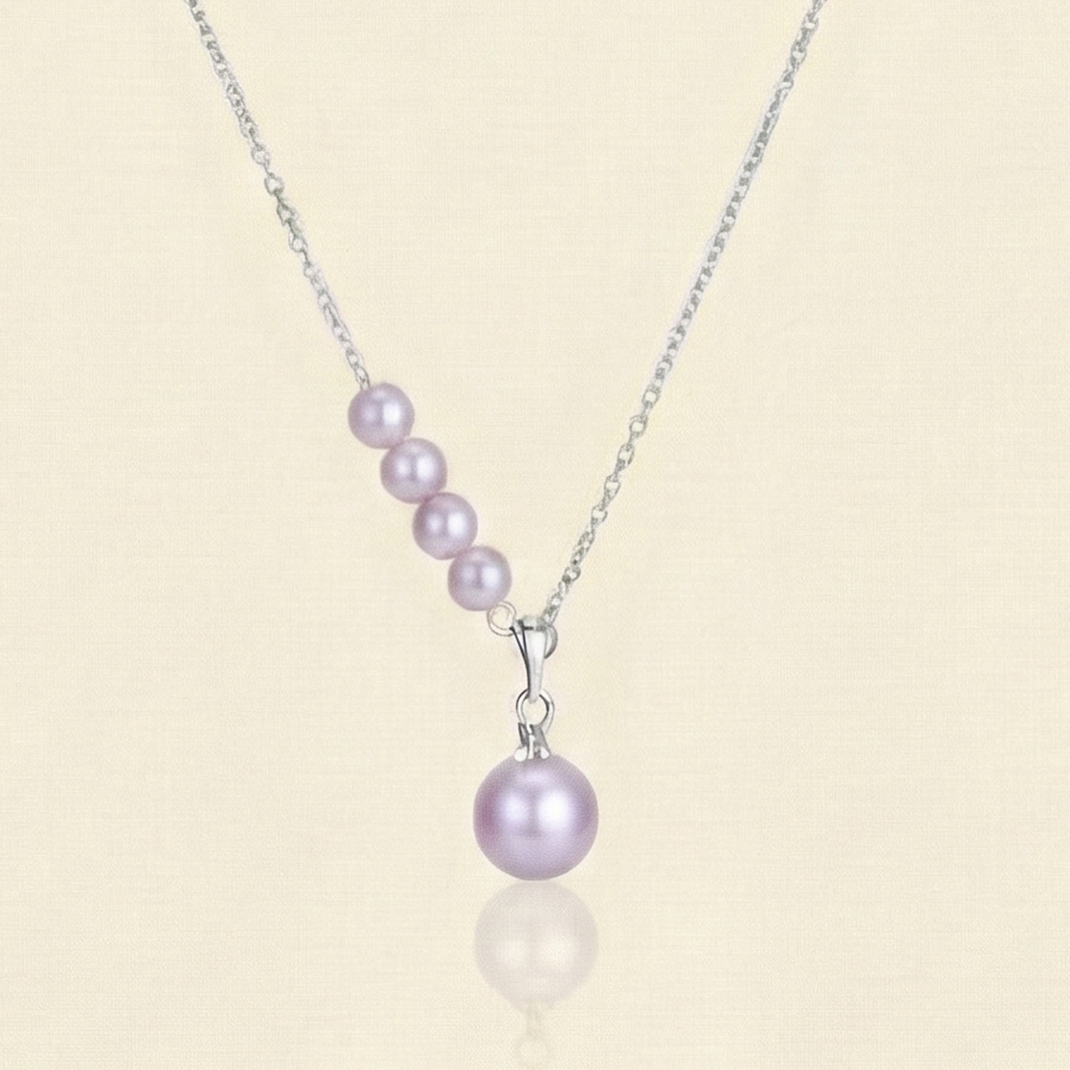 JESCOJES Luminous AAAA-Grade Pearls Pendant Necklace - Violet Pearl