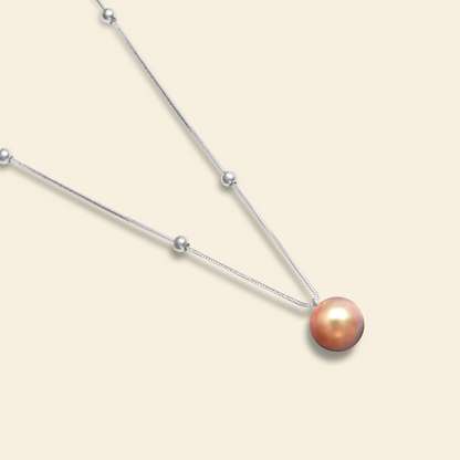 JESCOJES Elegant Beauty AAAA-Grade Pearl Pendant Necklace - Orange