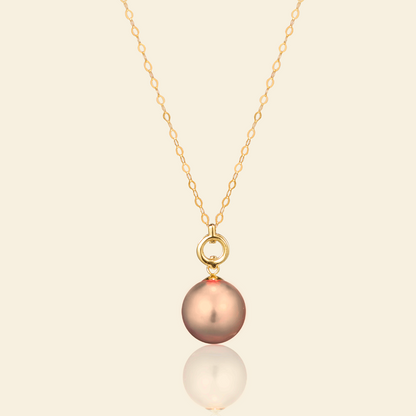 JESCOJES 18K Gold Dream Circle Pearl Pendant Necklace - Orange