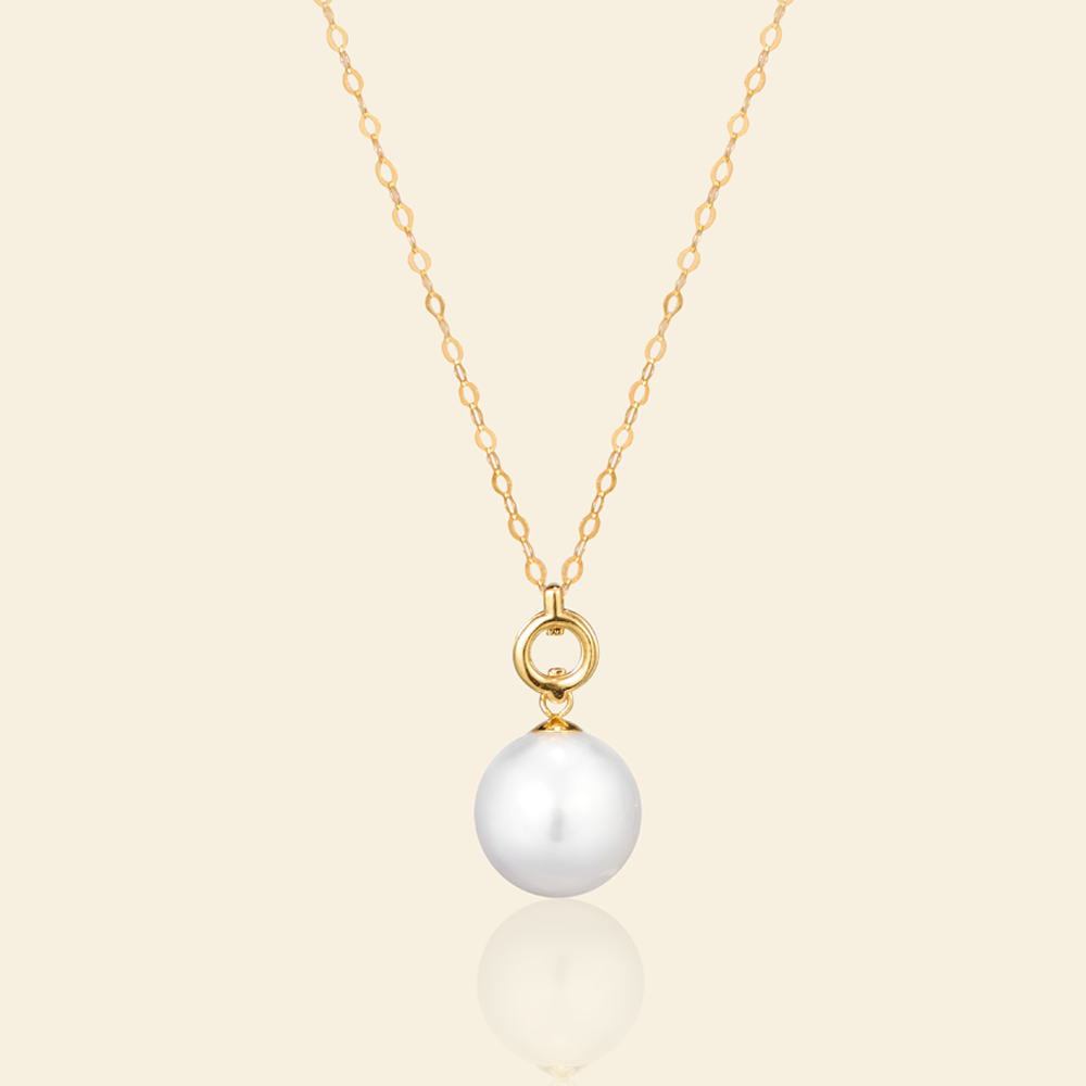 JESCOJES 18K Gold Dream Circle Pearl Pendant Necklace
