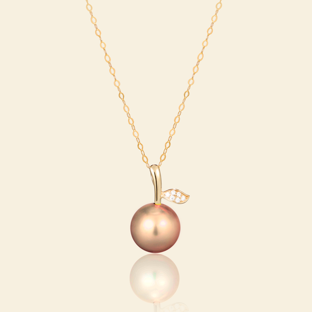 JESCOJES Lustrous Vital Leaf Pearl Pendant Necklace - Orange