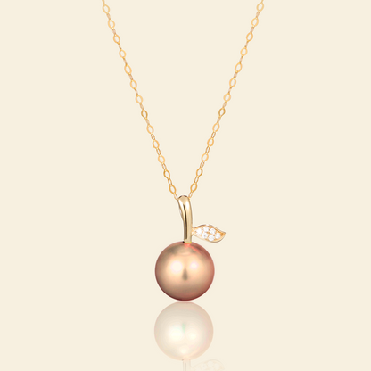 JESCOJES Lustrous Vital Leaf Pearl Pendant Necklace - Orange