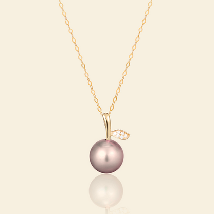 JESCOJES Lustrous Vital Leaf Pearl Pendant Necklace - Violet