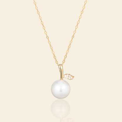 JESCOJES Lustrous Vital Leaf Pearl Pendant Necklace