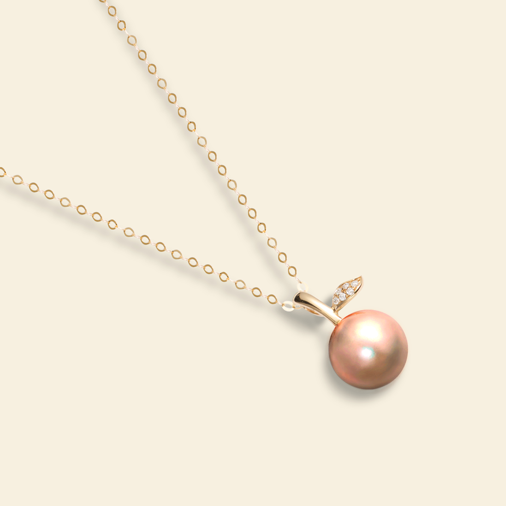 JESCOJES Lustrous Vital Leaf Pearl Pendant Necklace - Orange
