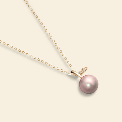JESCOJES Lustrous Vital Leaf Pearl Pendant Necklace - Violet