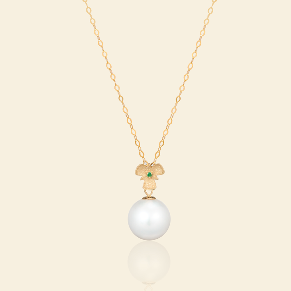 JESCOJES 18K Gold Vital Clover Pearl Pendant Necklace