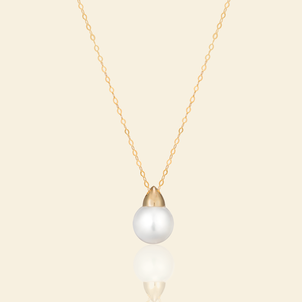 JESCOJES 18K Gold Balanced Delta Pearl Pendant Necklace
