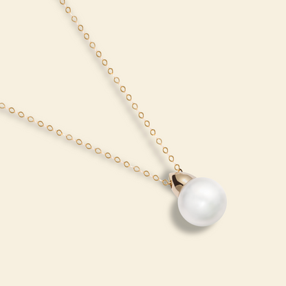 JESCOJES 18K Gold Balanced Delta Pearl Pendant Necklace
