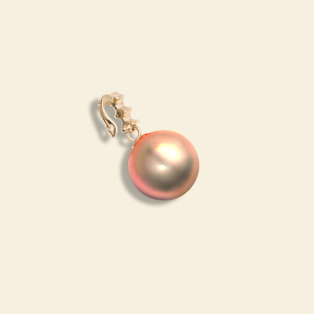 JESCOJES Sparkling Pearl Pendant Necklace - Orange