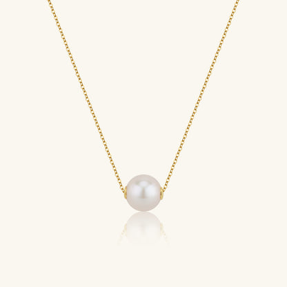 JESCOJES 18K Gold Solitaire AKoya Pearl Pendant Necklace