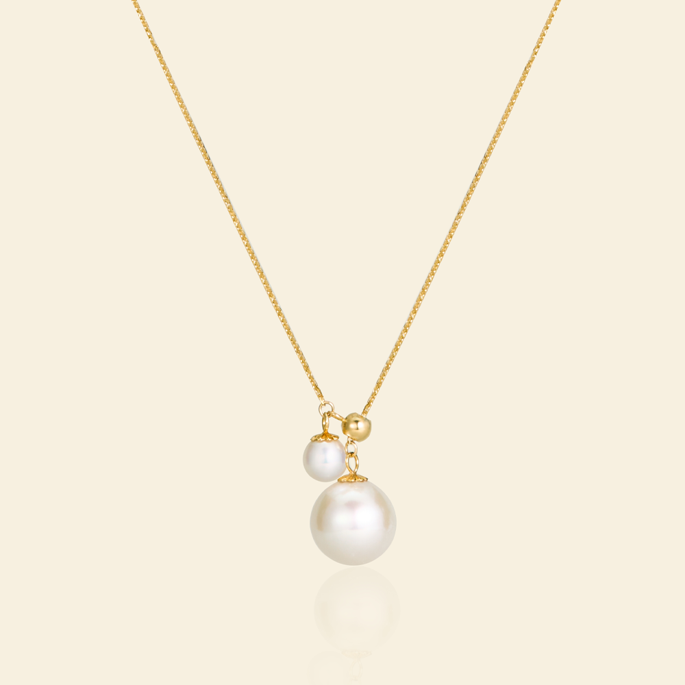 JESCOJES Charming Akoya Pearl Duo Pendant Necklace