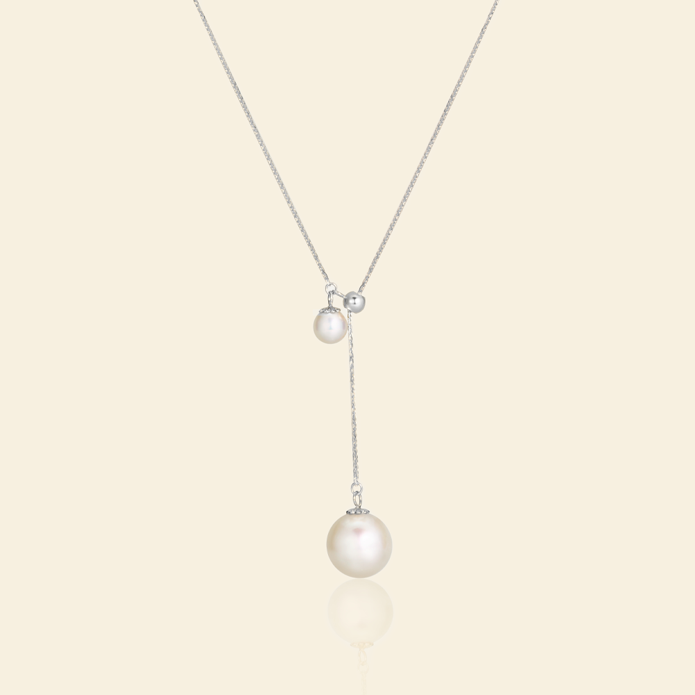 JESCOJES Charming Akoya Pearl Duo Pendant Necklace
