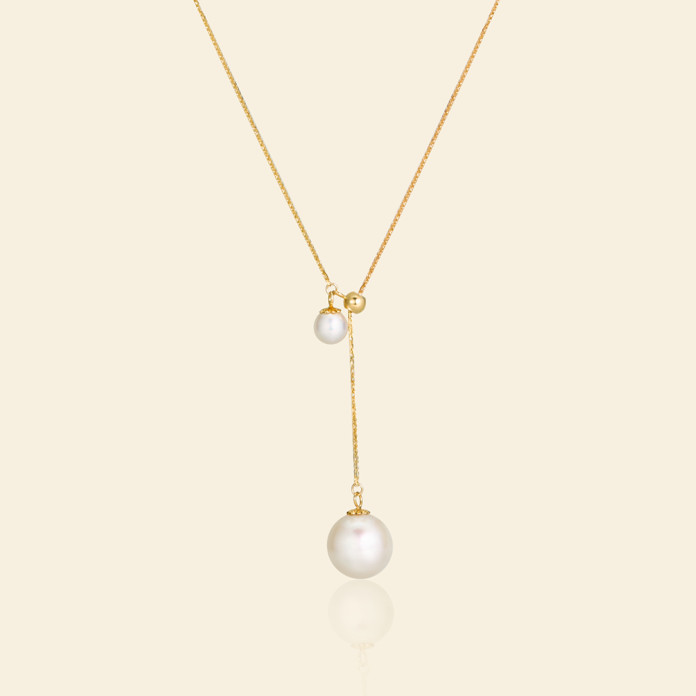 JESCOJES Charming Akoya Pearl Duo Pendant Necklace
