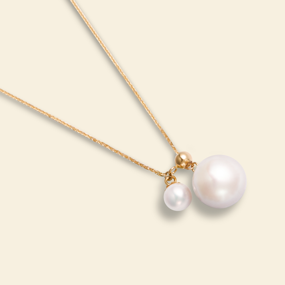 JESCOJES Charming Akoya Pearl Duo Pendant Necklace