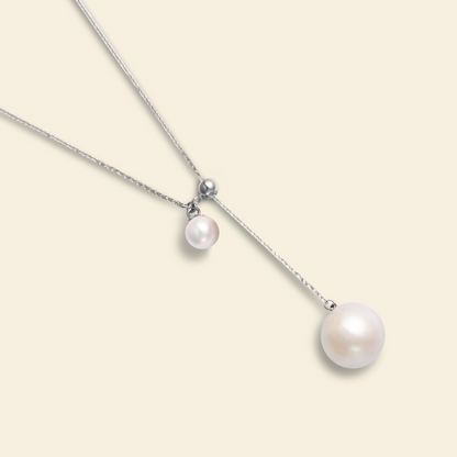 JESCOJES Charming Akoya Pearl Duo Pendant Necklace
