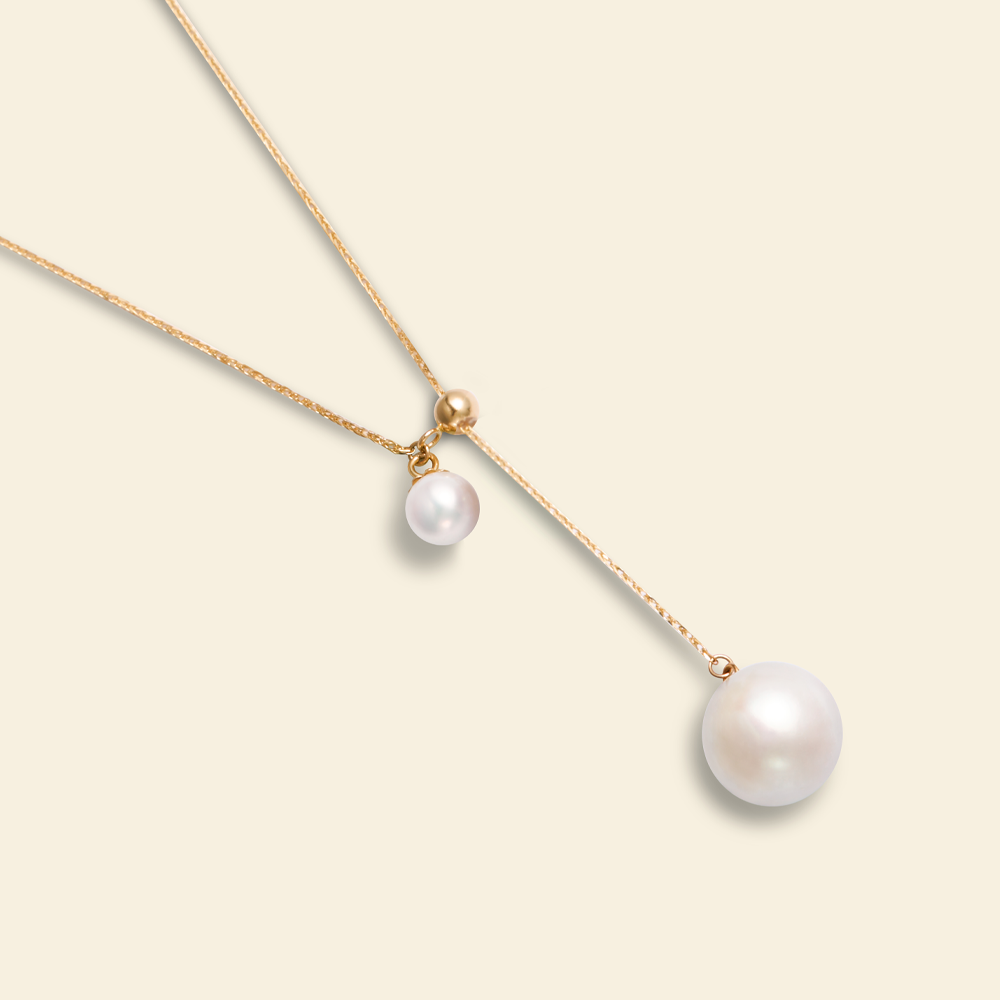 JESCOJES Charming Akoya Pearl Duo Pendant Necklace