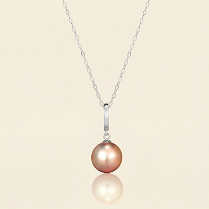 JESCOJES Signature Convertible Pearl Pendant Necklace - Orange Pearl White Gold
