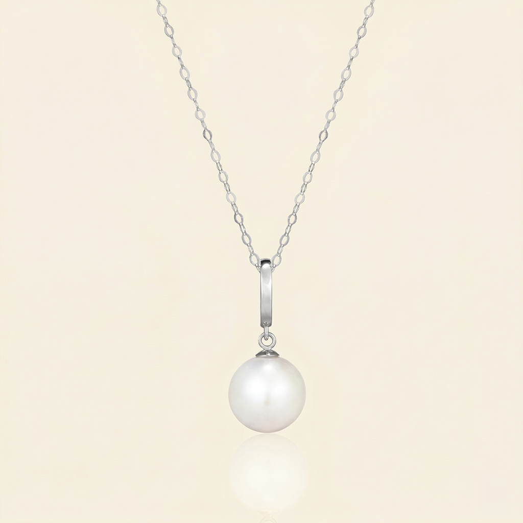 JESCOJES Signature Convertible Pearl Pendant Necklace - White Pearl White Gold