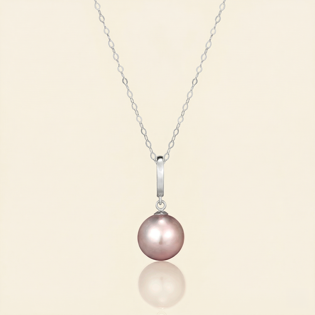 JESCOJES Signature Convertible Pearl Pendant Necklace - Violet Pearl White Gold