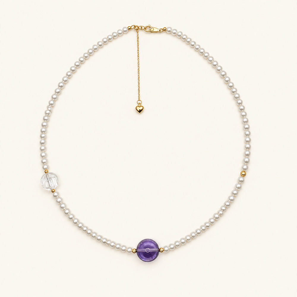 JESCOJES La Sérénité | Amethyst Aurora Pearl Strand Necklace