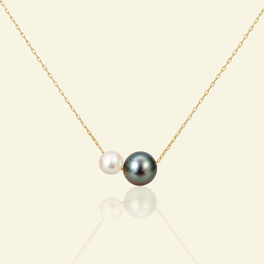 JESCOJES The Graduated Duo | 18K Gold Tahitian Pearl Pendant Necklace