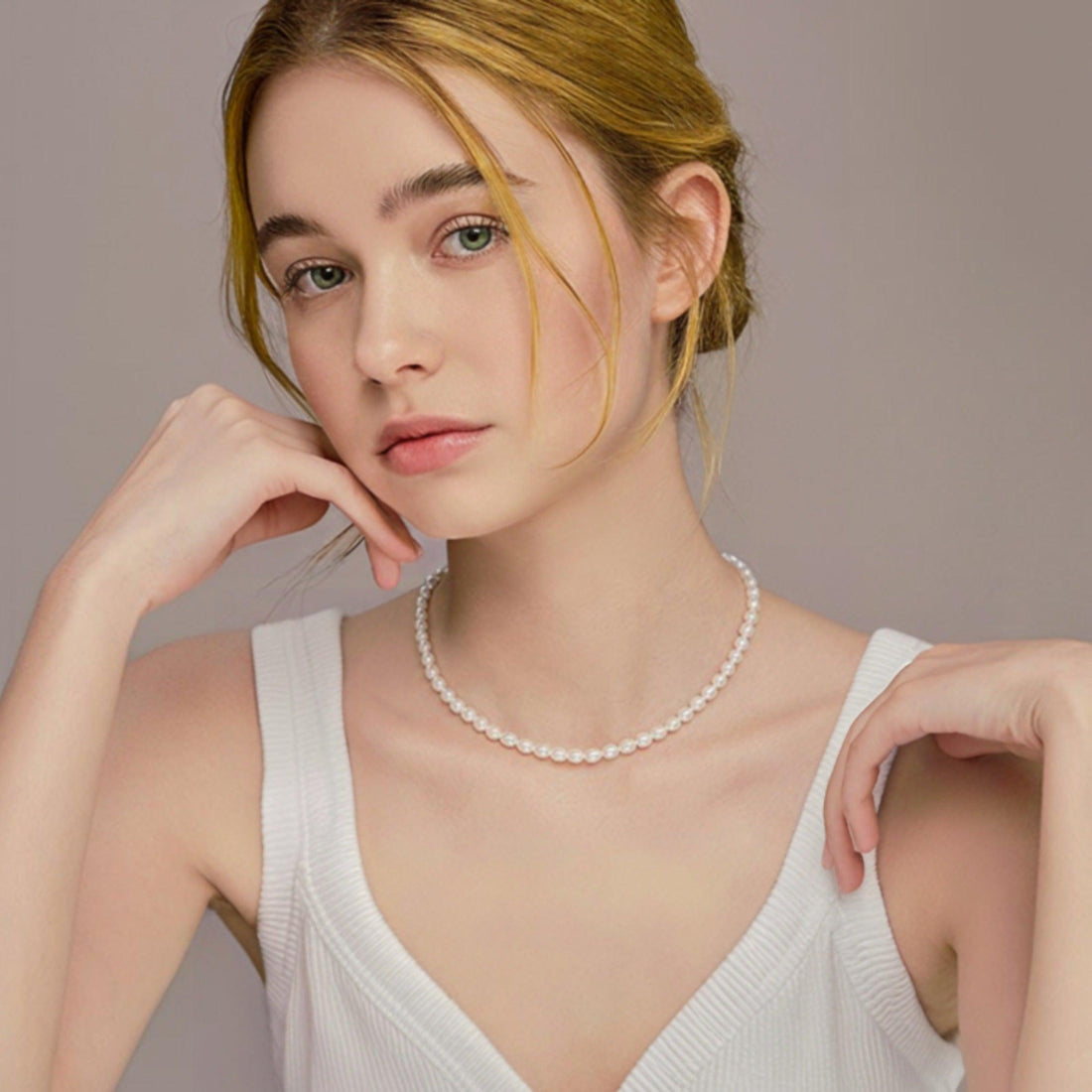 Dynamic Freshwater Pearl Strand Necklace 4-5mm 15"-16.5" - JESCOJES