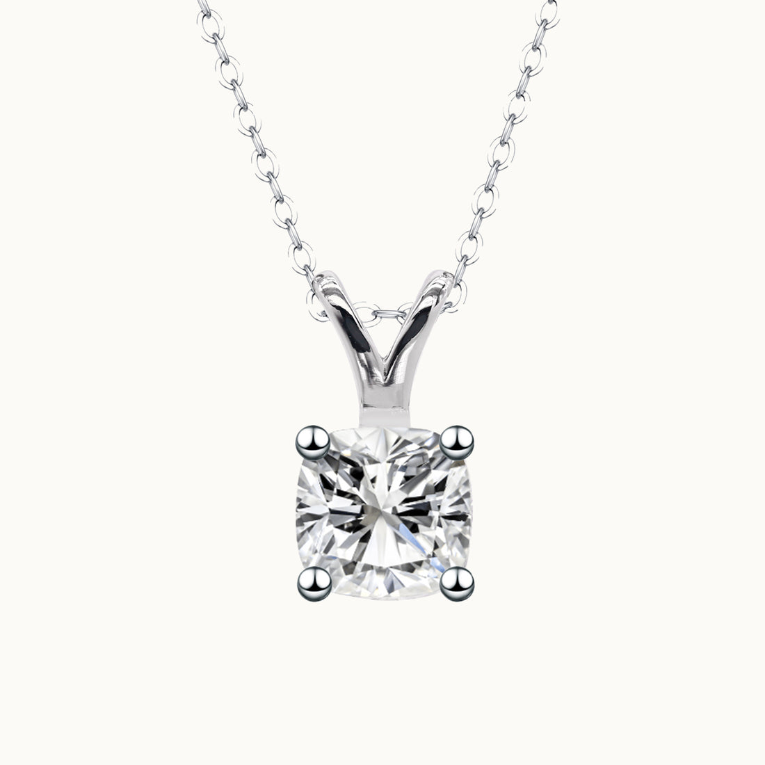 Solitaire Cushion Moissanite Pendant Necklace - JESCOJES