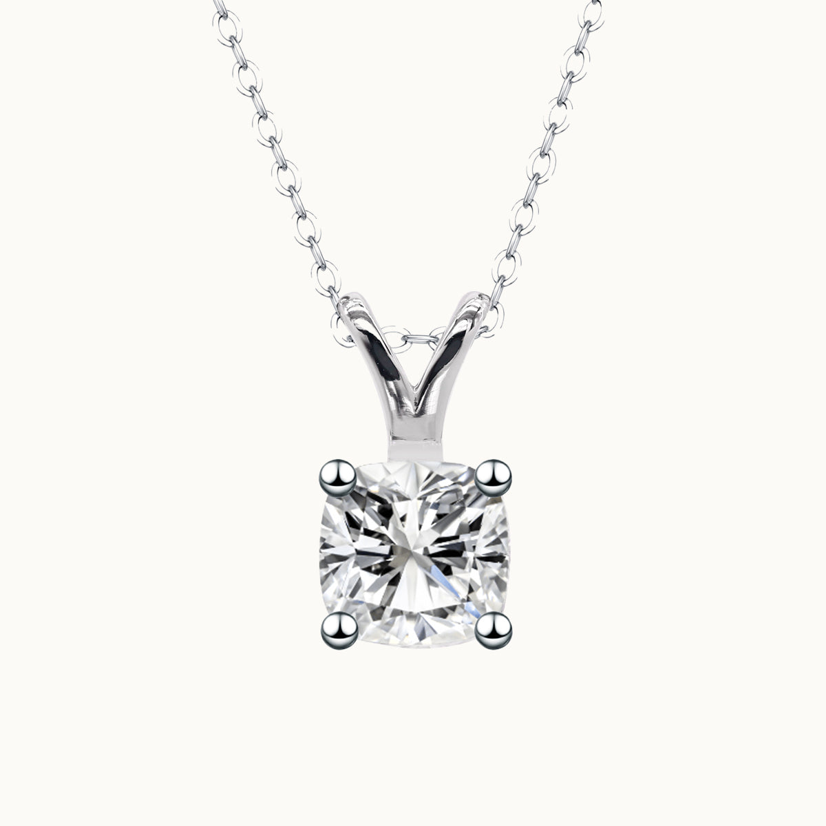 Solitaire Cushion Moissanite Pendant Necklace