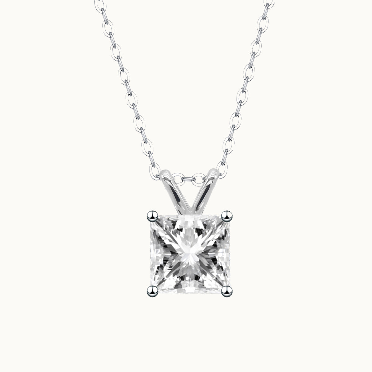 Solitaire Princess Moissanite Pendant Necklace - JESCOJES