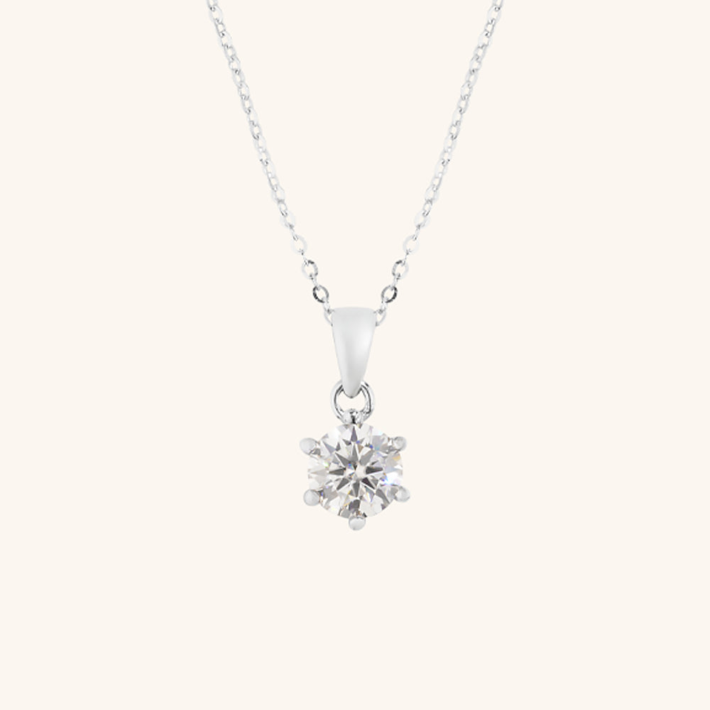 Classic Six Prong Moissanite Pendant Necklace