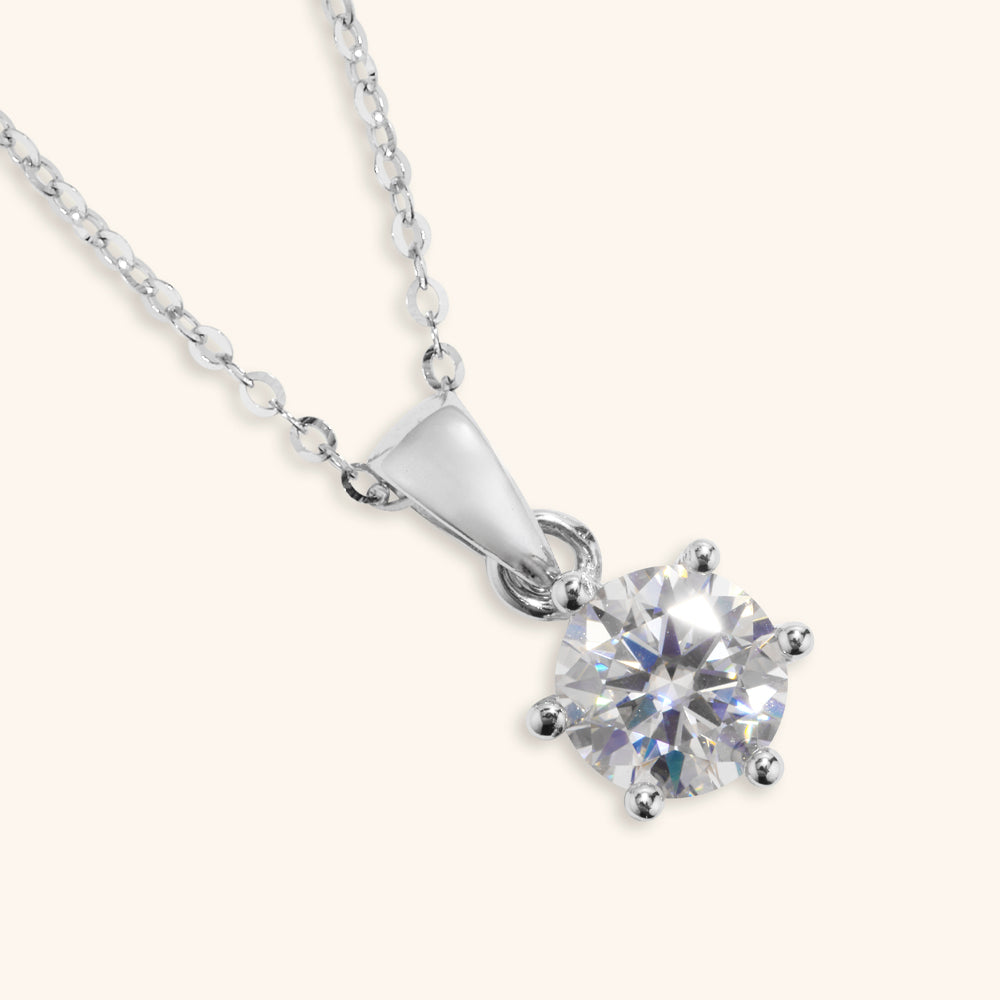 Classic Six Prong Moissanite Pendant Necklace - JESCOJES