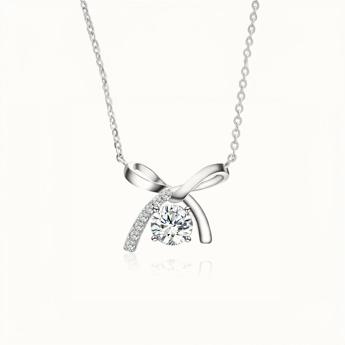 Exquisite Bow Moissanite Pendant Necklace