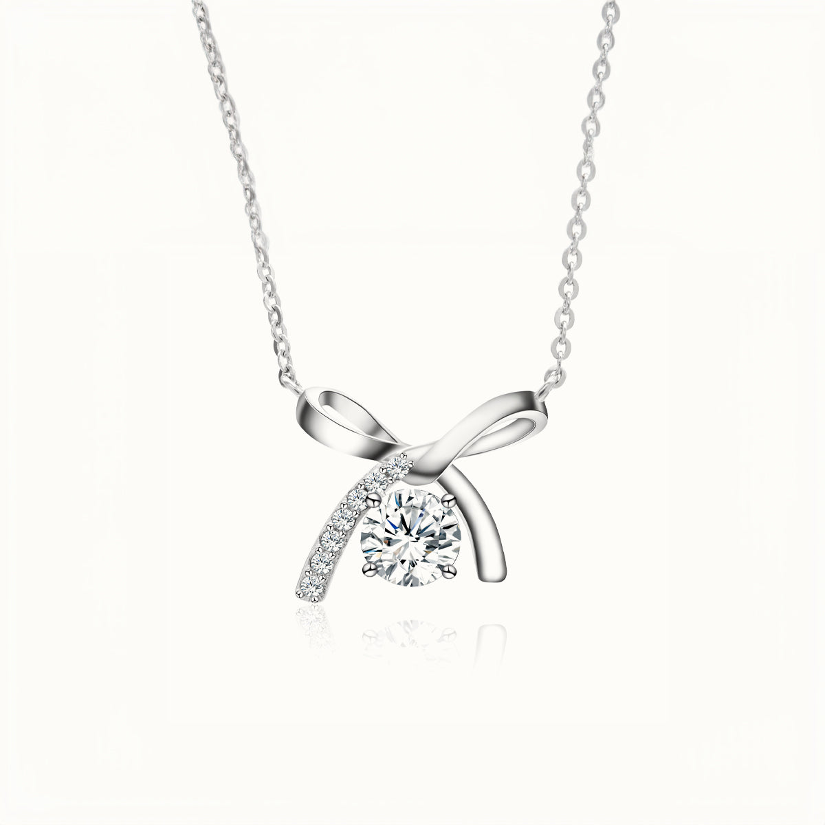 Exquisite Bow Moissanite Pendant Necklace - JESCOJES