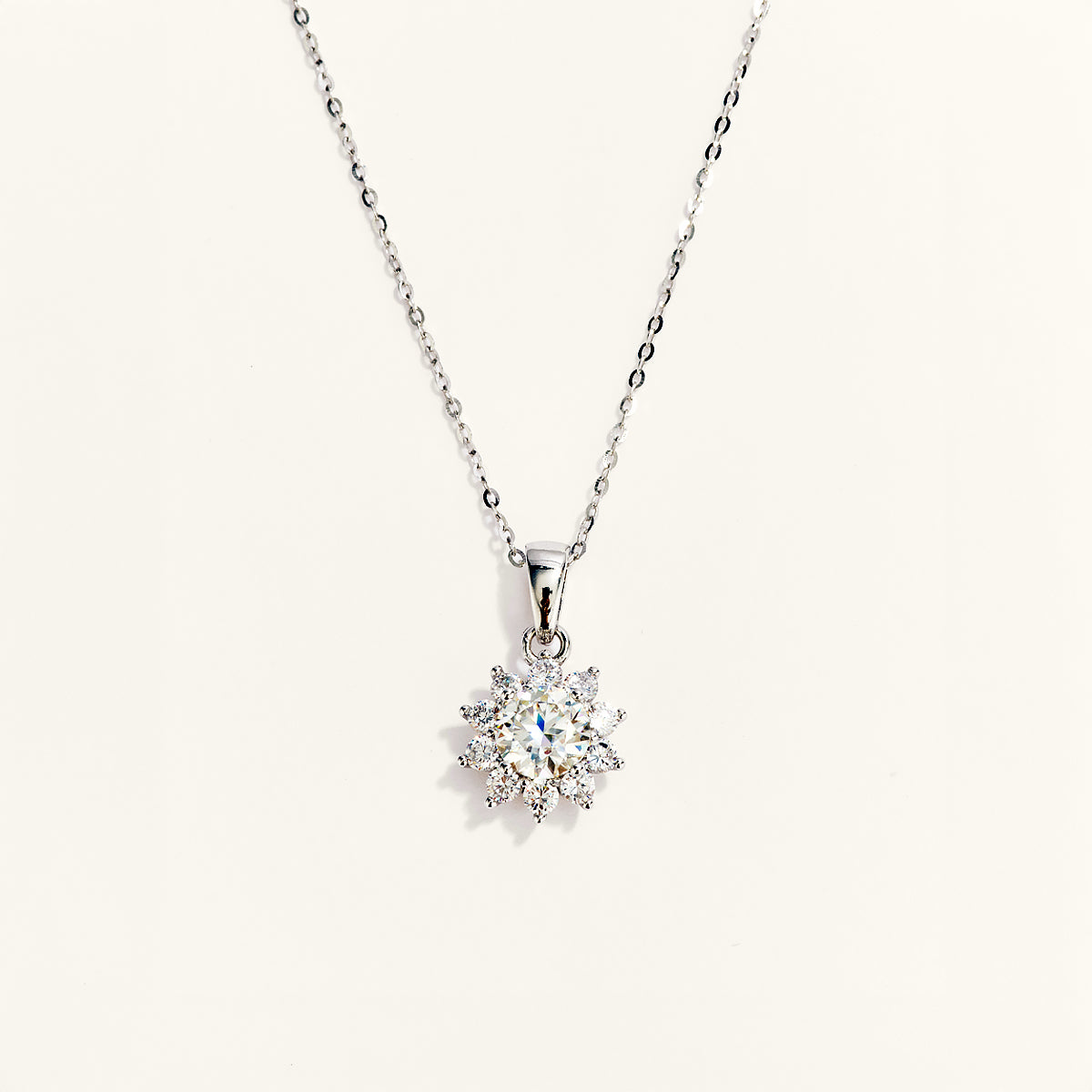 Brilliant Sunflower Moissanite Pendant Necklace