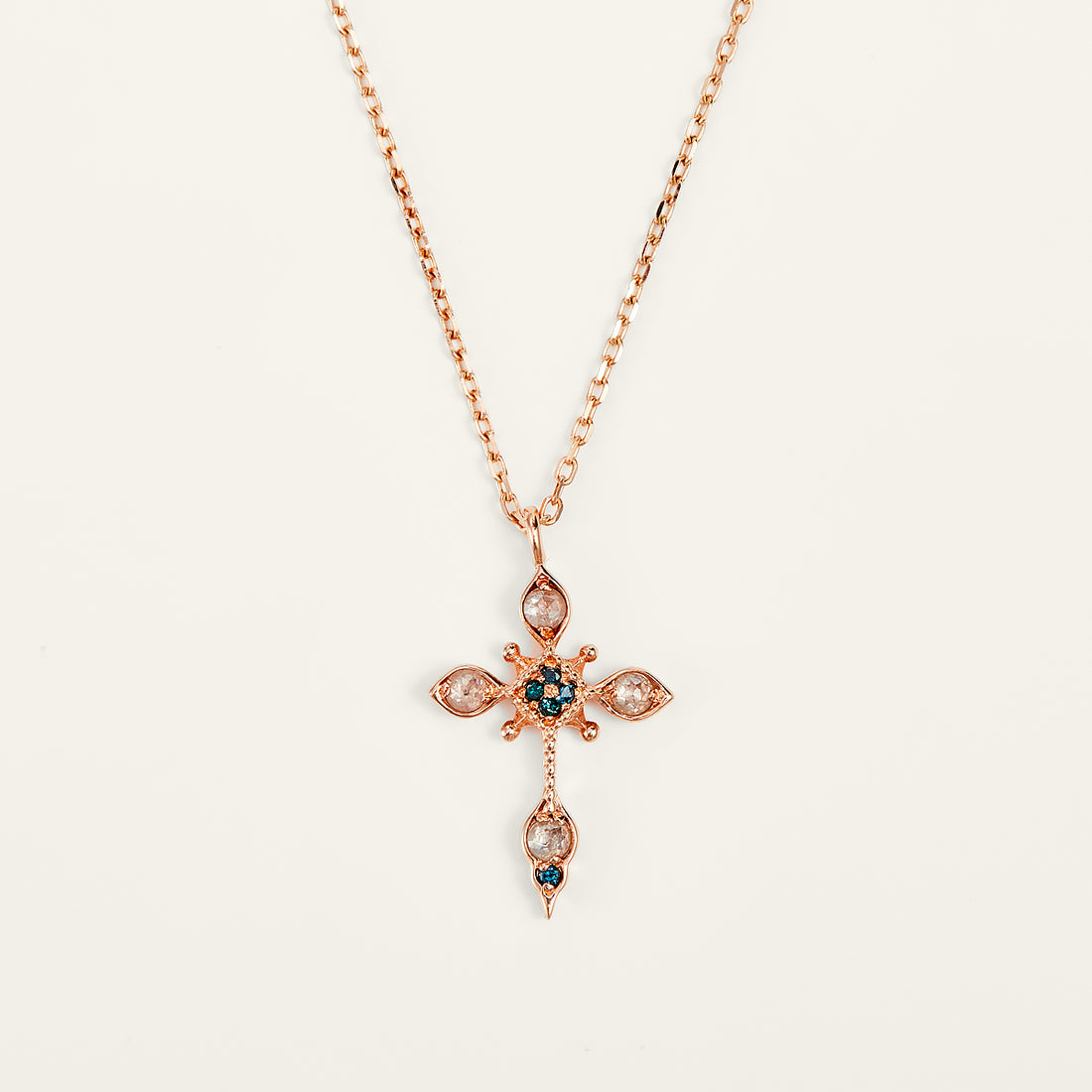 Rose Gold Diamond Cross  Pendant Necklace - Alltimes