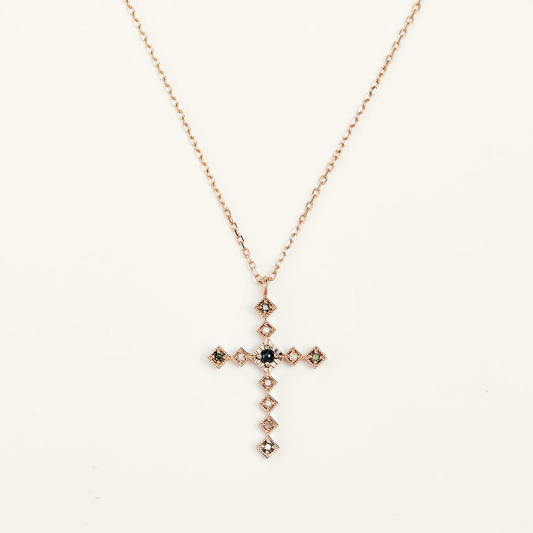 Rose Gold Diamond Cross Pendant Necklace - Firmness - JESCOJES