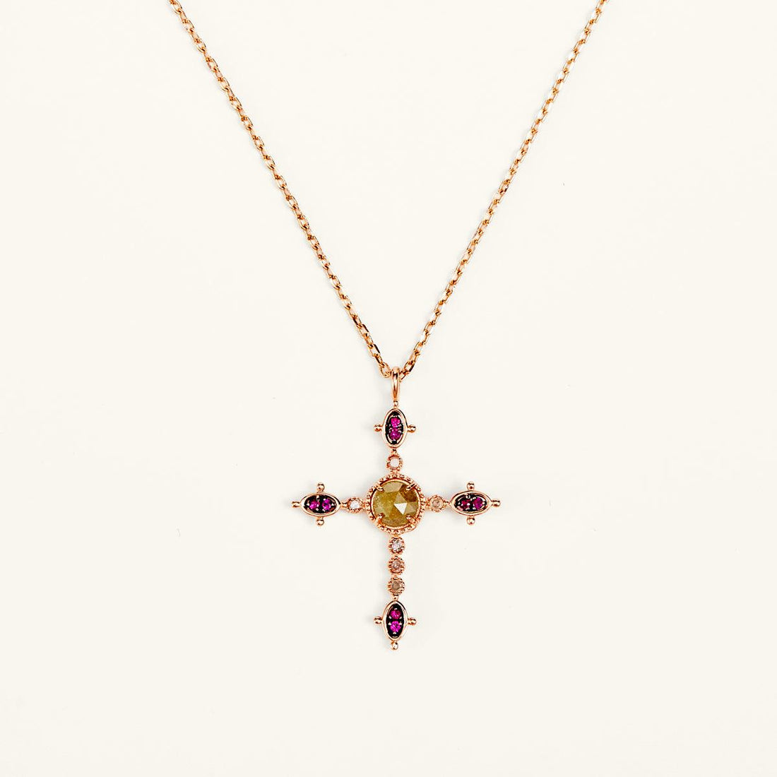 Rose Gold Diamond Cross Pendant Necklace - Elegance - JESCOJES