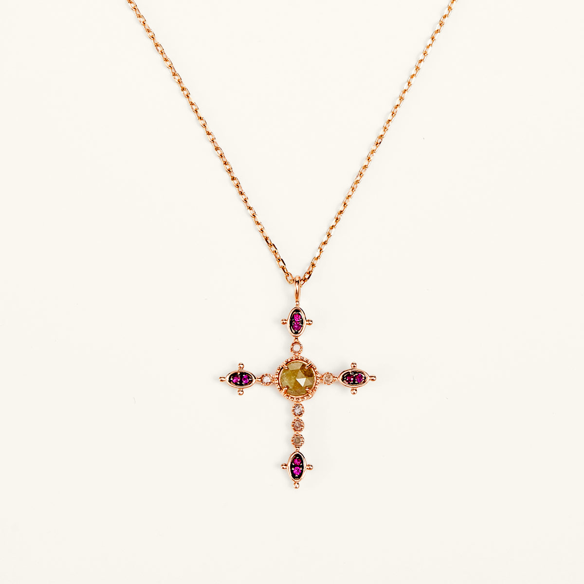 Rose Gold Diamond Cross  Pendant Necklace - Elegance