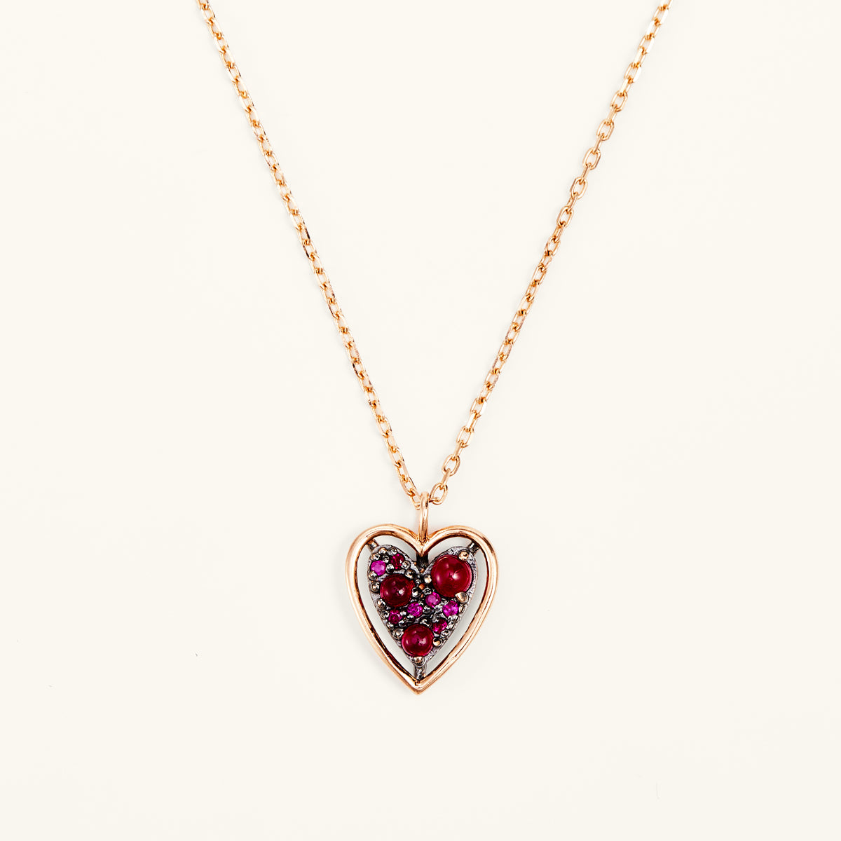 Noble Heart Rose Gold Ruby Pendant Necklace