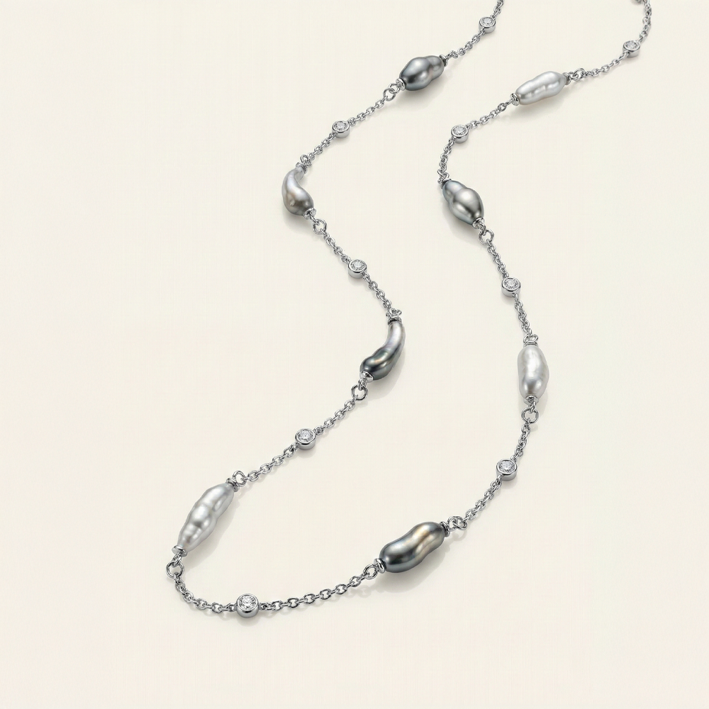 JESCOJES Organic Luxury Tahitian Keshi Pearl Necklace