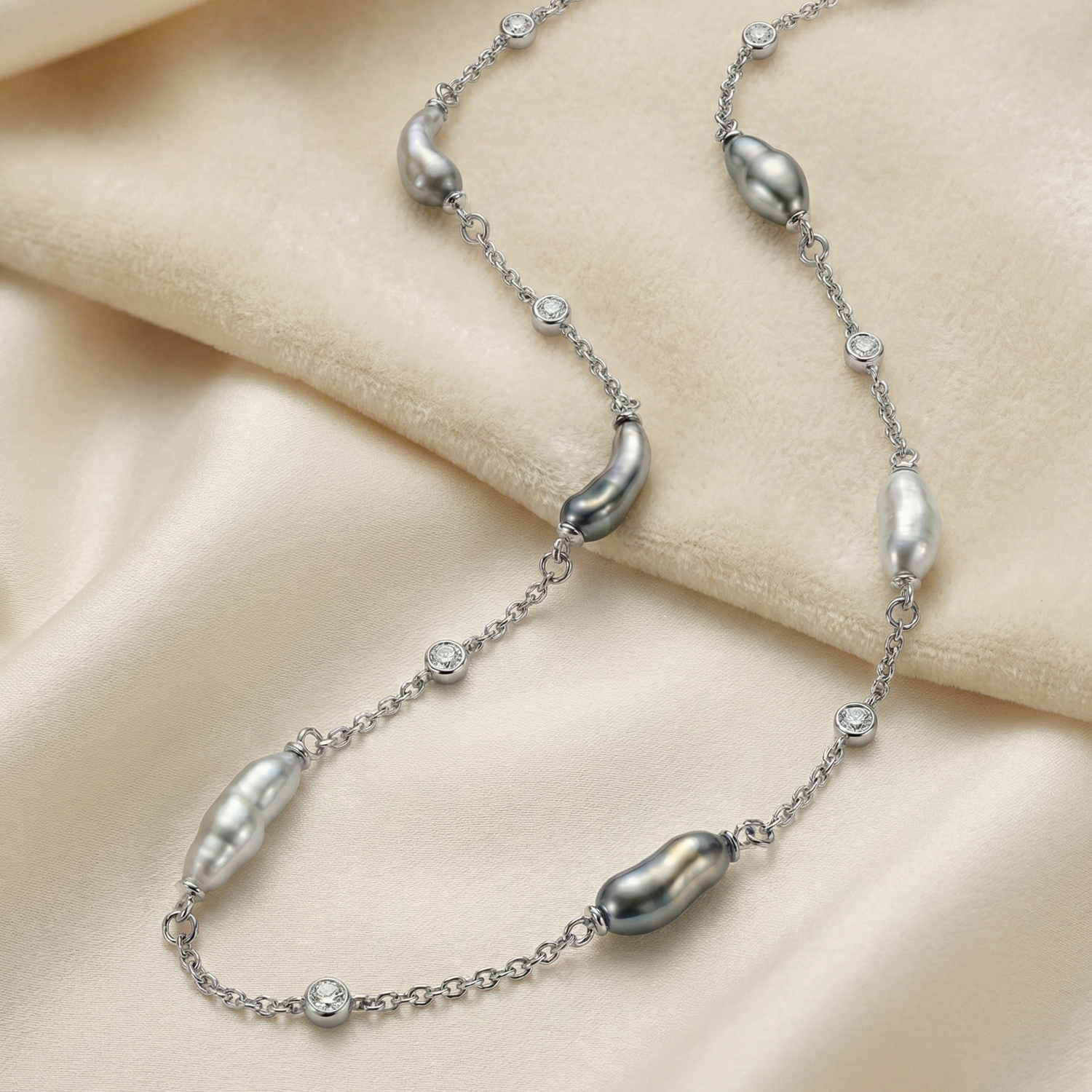 JESCOJES Organic Luxury Tahitian Keshi Pearl Necklace