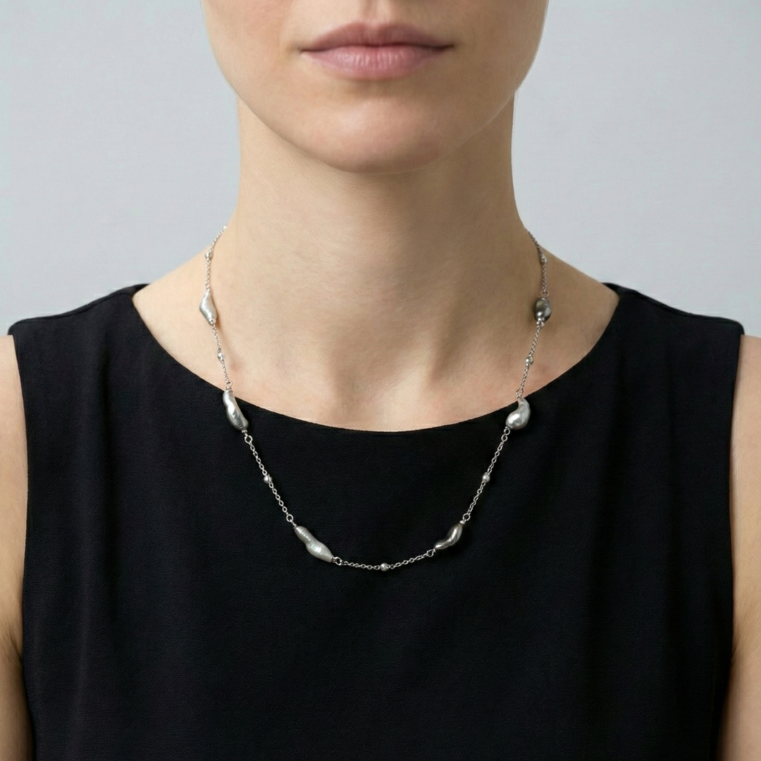 JESCOJES Organic Luxury Tahitian Keshi Pearl Necklace